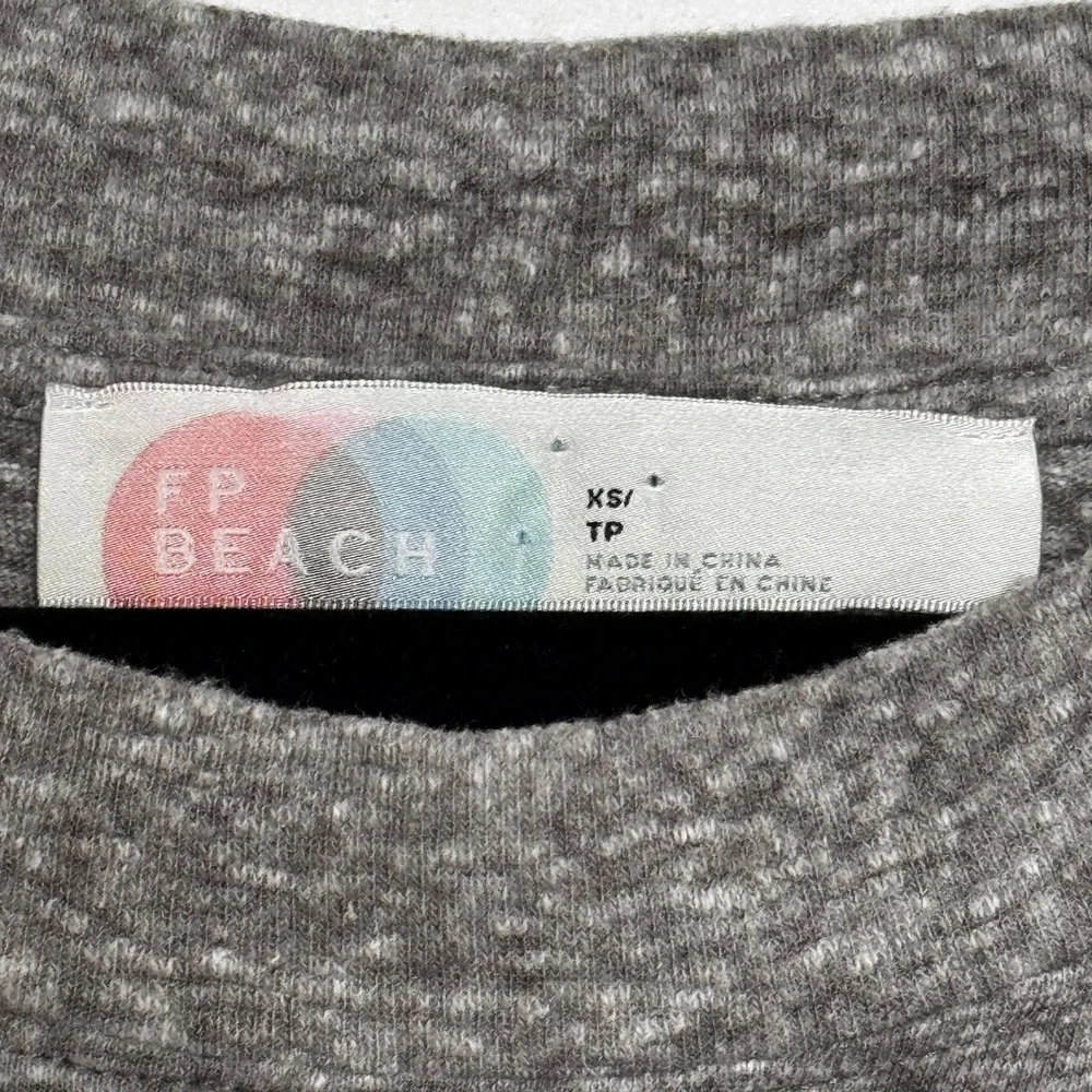 Free People FP Beach Midi Dress Womens XS Grey‎ Tie Waist Short Sleeve Heathered